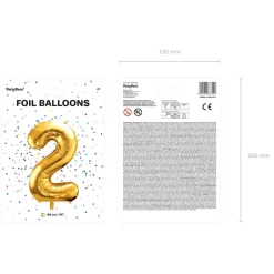 PARTYDECO Balon Metal Foliowy Cyfra 