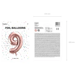 PARTYDECO Balon Pink Metal Foliowy Cyfra 