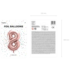 PARTYDECO Balon Pink Metal Foliowy Cyfra 