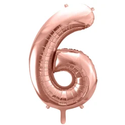 PARTYDECO Balon Pink Metal Foliowy Cyfra "6" 86 Cm