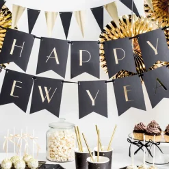 PARTYDECO Baner New Year Ze Zlotym Napisem 2,5 M