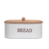 HOMLA Chlebak Conti Szary Z Drewniana Pokrywka 35X19X13 Cm