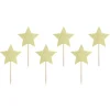 PARTYDECO Dekoracja Stars Do Muffinek Zlote Gwiazdki 6 Szt. 11,5 Cm
