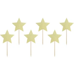 PARTYDECO Dekoracja Stars Do Muffinek Zlote Gwiazdki 6 Szt. 11,5 Cm