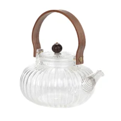 HOMLA Dzbanek Corrie Ryflowany Z Drewniana Raczka 0,55 L