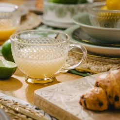 HOMLA Filizanka Barrel Szklana W Kropki Ze Zlota Nozka 0,36 L