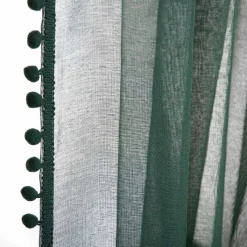 HOMLA Firanka Adi Z Pomponikami Zielona 140X250 Cm