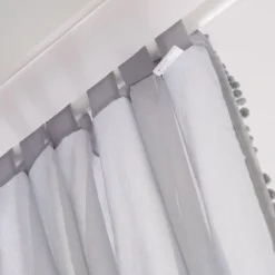 HOMLA Firanka Adi Z Pomponikami Szara 140X250 Cm