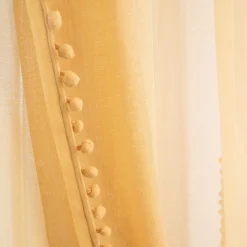 HOMLA Firanka Adi Z Pomponikami Musztardowa 140X250 Cm