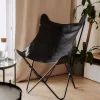 HOMLA Fotel Butterfly Z Metalowa Rama - Czarna Eco Skora 70X80X102 Cm