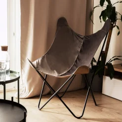 HOMLA Fotel Butterfly Z Metalowa Rama Welur 70X80X102 Cm