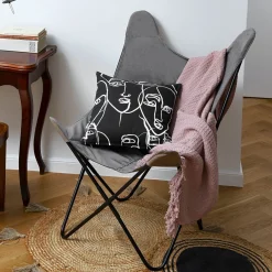 HOMLA Fotel Butterfly Z Metalowa Rama Welur 70X80X102 Cm