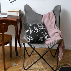 HOMLA Fotel Butterfly Z Metalowa Rama Welur 70X80X102 Cm