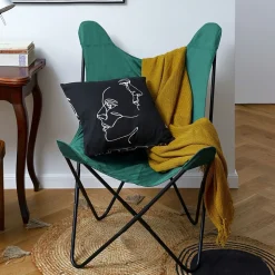 HOMLA Fotel Butterfly Z Metalowa Rama Welur 70X80X102 Cm