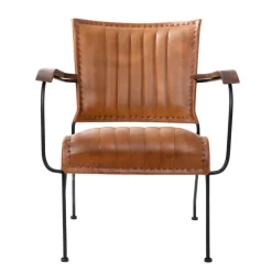 HOMLA Fotel Gladio W Obiciu Ze Skory Bawolej Brazowe 68X76X75 Cm