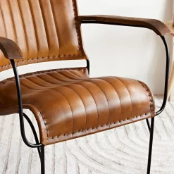 HOMLA Fotel Gladio W Obiciu Ze Skory Bawolej Brazowe 68X76X75 Cm