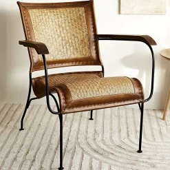 HOMLA Fotel Gladio W Obiciu Ze Skory Bawolej Brazowe 68X76X75 Cm