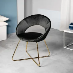 HOMLA Fotel Jared Welurowe Czarne 73X47X84 Cm