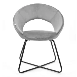 HOMLA Fotel Jared Welurowe Szare Z Czarnymi Nogami 73X47X84 Cm