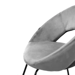 HOMLA Fotel Jared Welurowe Szare Z Czarnymi Nogami 73X47X84 Cm