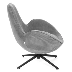 HOMLA Fotel Lunaire Obrotowy W Tkaninie Teddy Boucle Szary 86X76X87 Cm