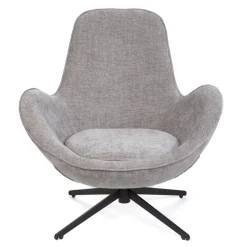 HOMLA Fotel Lunaire Obrotowy Welurowy Szary 86X76X87 Cm