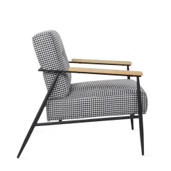 HOMLA Fotel Veludo Bialy W Czarna Pepitke 71X70X83 Cm