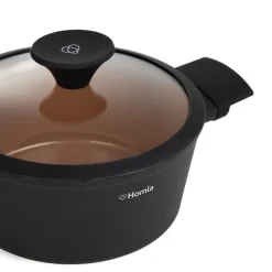HOMLA Garnek Tristan Z Pokrywka Czarno- Pomaranczowy 2,4 L