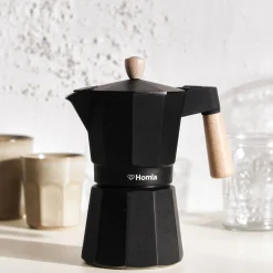 HOMLA Kawiarka Mia Mokka Czarna Z Drewnianym Uchwytem 6 Cup
