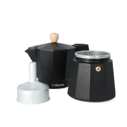 HOMLA Kawiarka Mia Mokka Czarna Z Drewnianym Uchwytem 6 Cup