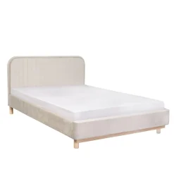 HOMLA Łóżko Karalius Welurowe Bezowe 140X200 Cm