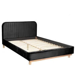 HOMLA Łóżko Karalius Welurowe Czarne 160X200 Cm