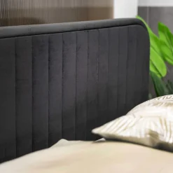 HOMLA Łóżko Karalius Welurowe Czarne 140X200 Cm