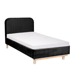 HOMLA Łóżko Karalius Welurowe Czarne 90X200 Cm