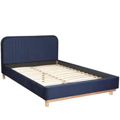 HOMLA Łóżko Karalius Welurowe Granatowe 140X200 Cm