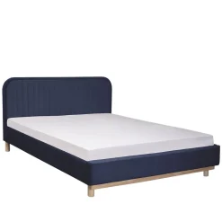 HOMLA Łóżko Karalius Welurowe Granatowe 160X200 Cm