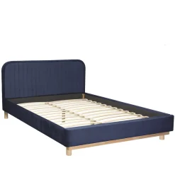 HOMLA Łóżko Karalius Welurowe Granatowe 160X200 Cm