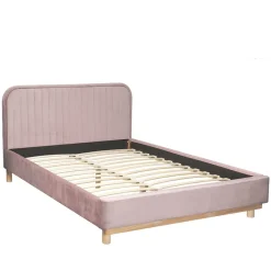 HOMLA Łóżko Karalius Welurowe Rozowe 140X200 Cm