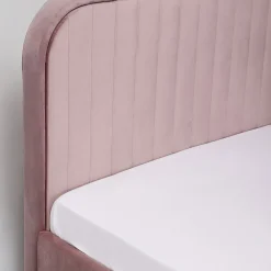 HOMLA Łóżko Karalius Welurowe Rozowe 140X200 Cm