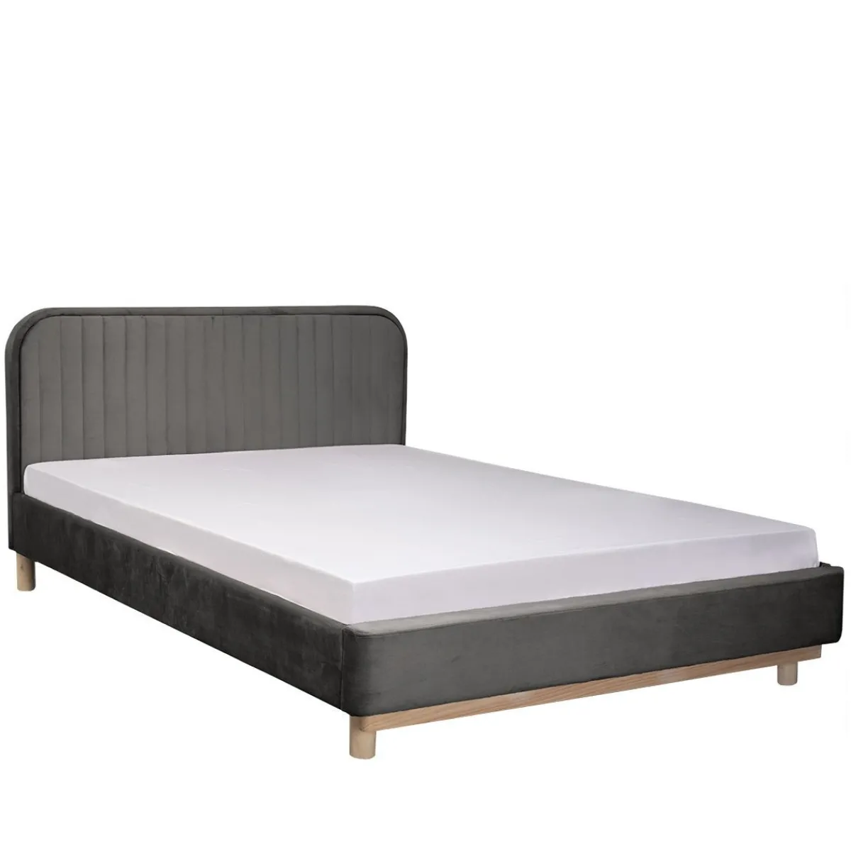 HOMLA Łóżko Karalius Welurowe Szare 160X200 Cm