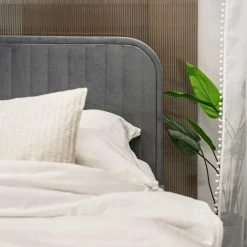 HOMLA Łóżko Karalius Welurowe Szare 160X200 Cm