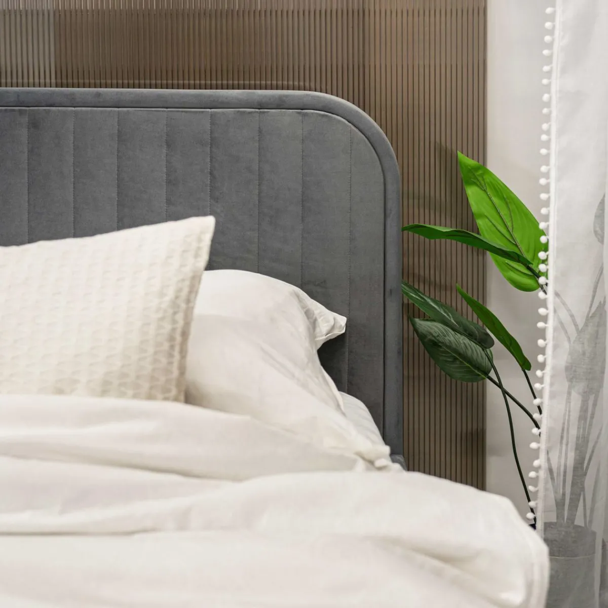 HOMLA Łóżko Karalius Welurowe Szare 160X200 Cm