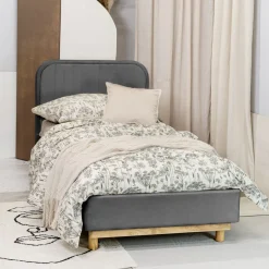 HOMLA Łóżko Karalius Welurowe Szare 90X200 Cm