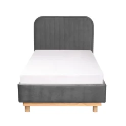 HOMLA Łóżko Karalius Welurowe Szare 90X200 Cm