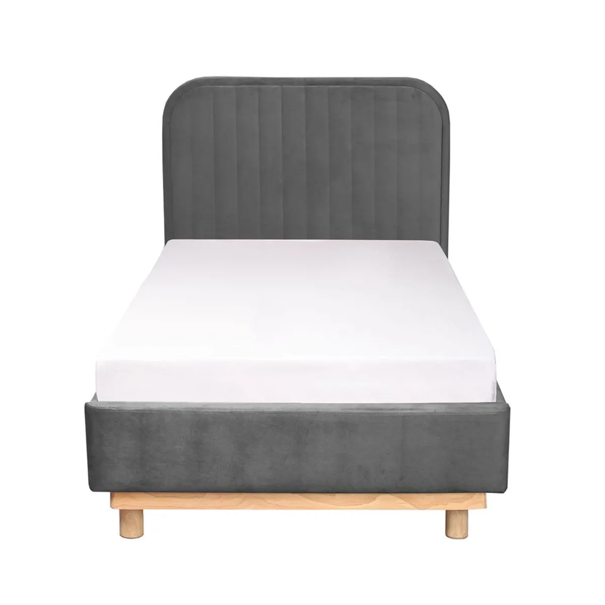HOMLA Łóżko Karalius Welurowe Szare 90X200 Cm