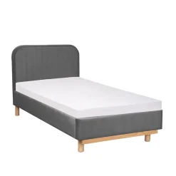 HOMLA Łóżko Karalius Welurowe Szare 90X200 Cm