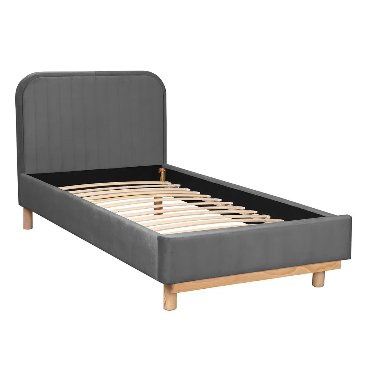 HOMLA Łóżko Karalius Welurowe Szare 90X200 Cm