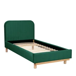 HOMLA Łóżko Karalius Welurowe Zielone 90X200 Cm
