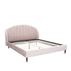 HOMLA Łóżko Reine Welurowe Rozowe 160X200 Cm
