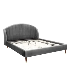 HOMLA Łóżko Reine Welurowe Szare 160X200 Cm